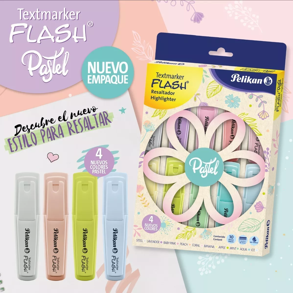 RESALTADOR PELIKAN FLASH PASTEL X10U