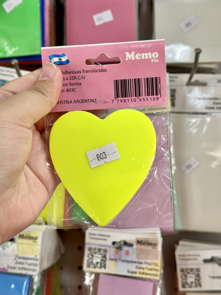 MEMO FIX TRANSPARENTE SURTIDO CORAZON (M803C)