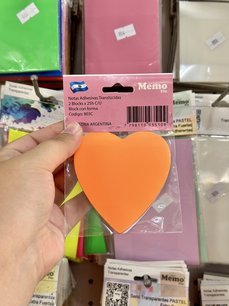 MEMO FIX TRANSPARENTE SURTIDO CORAZON (M803C)