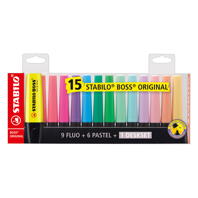 RESALTADOR STABILO BOSS ESTUCHE X 15 COLORES (S4513)