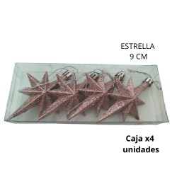 ADORNO NAVIDAD ESTRELLA 9cm. X4 COLORES (R32067)