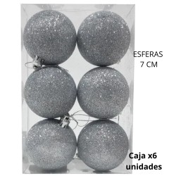 ESFERA NAVIDAD GLIT 7 cm. X6 UNIDADES (R32074)