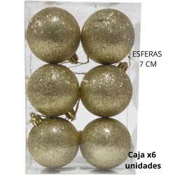 ESFERA NAVIDAD GLIT 7 cm. X6 UNIDADES (R32074)