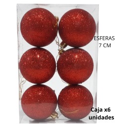 ESFERA NAVIDAD GLIT 7 cm. X6 UNIDADES (R32074)