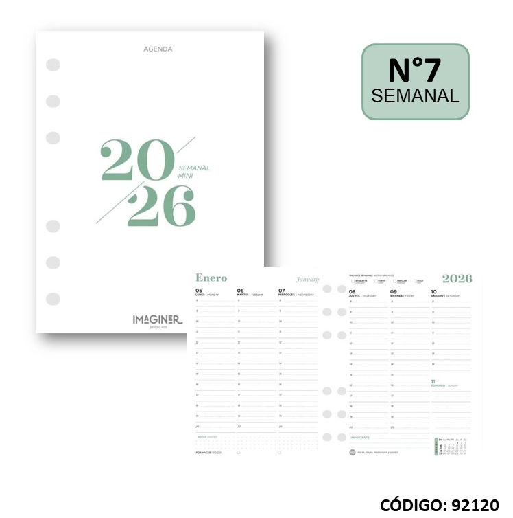 AGENDA REPUESTO 2026 NEXT WORK MINI  SEMANAL (L92120)