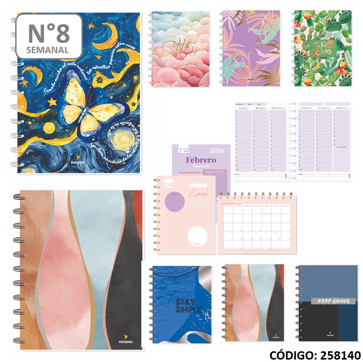 AGENDA 2026 NORPAC N8 SEMANAL ESPIRAL SEMIRIGIDA (L258140)