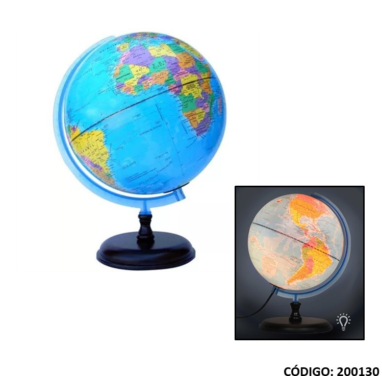 GLOBO TERRAQUEO 25cm MADERA CON LUZ  (L200130)