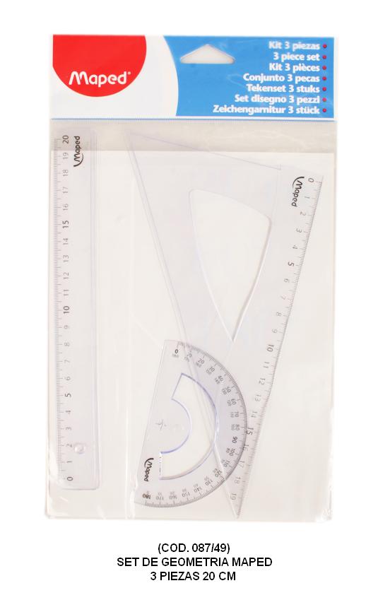 SET GEOMETRIA MAPED REGLA ESCUADRA TRANSPORTADOR 20cm (L87490)