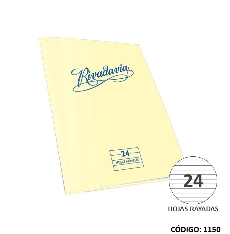 CUADERNO RIVADAVIA TAPA BLANDA RAYADO x 24hjs. (L1150)