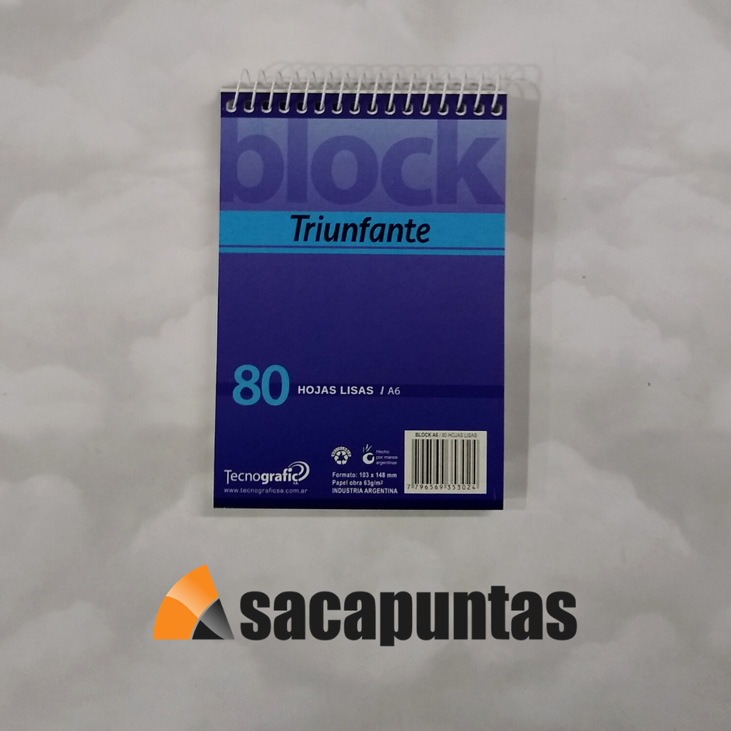 BLOCK CON ESPIRAL TRIUNFANTE ESQUELITA LISO X80hjs. (L116360)