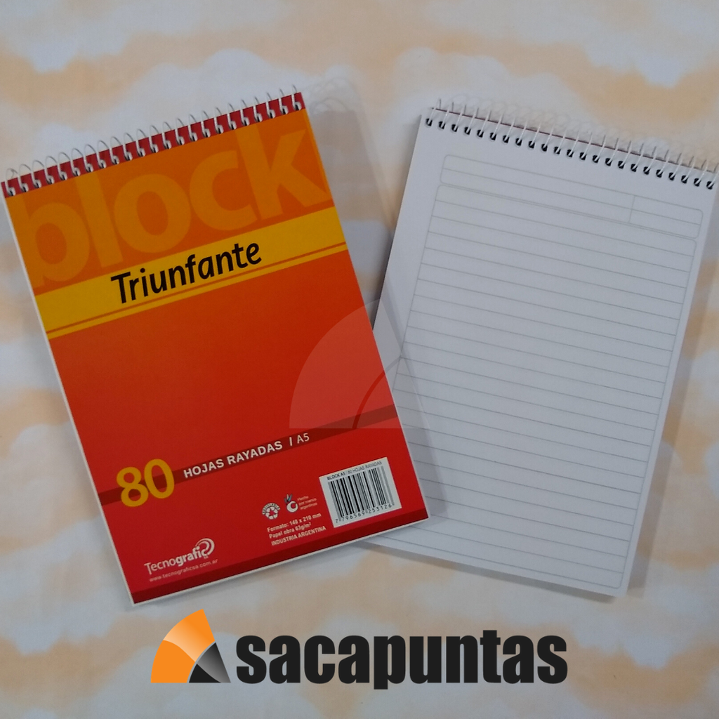 BLOCK CON ESPIRAL TRIUNFANTE ESQUELA RAYADO x80hjs. (L116400)