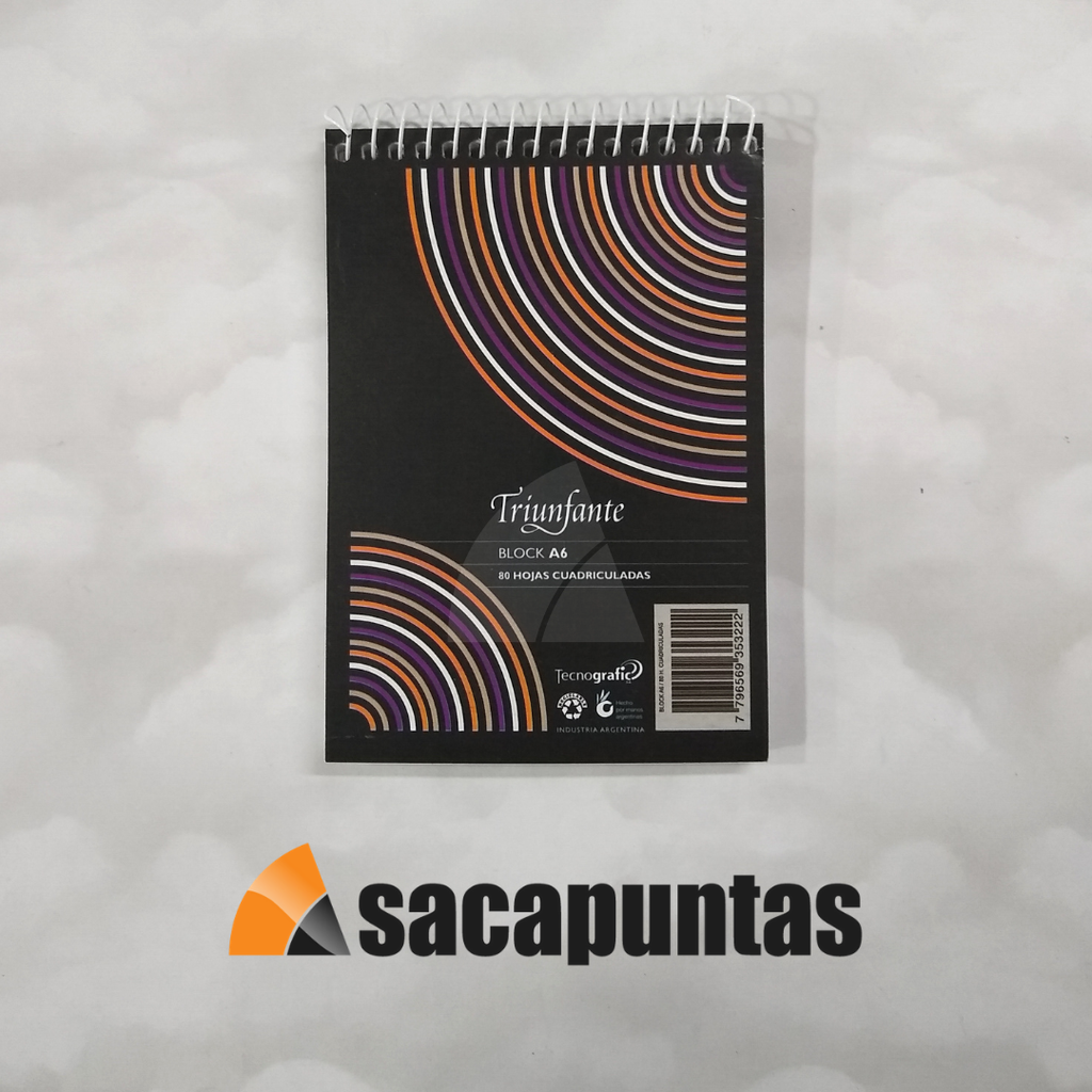 BLOCK A6 TRIUNFANTE CON ESPIRAL CUADRICULADO X80hjs. (L116420)