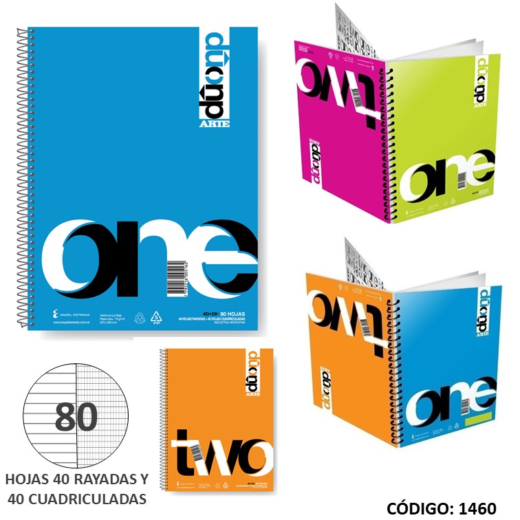 CUADERNO A4 ARTE DUO P.P RAYADO x 80hjs. (L1460)