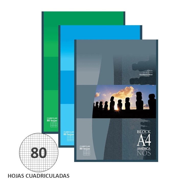BLOCK A4 AMERICA CUADRICULADO x80hjs. (L1870)