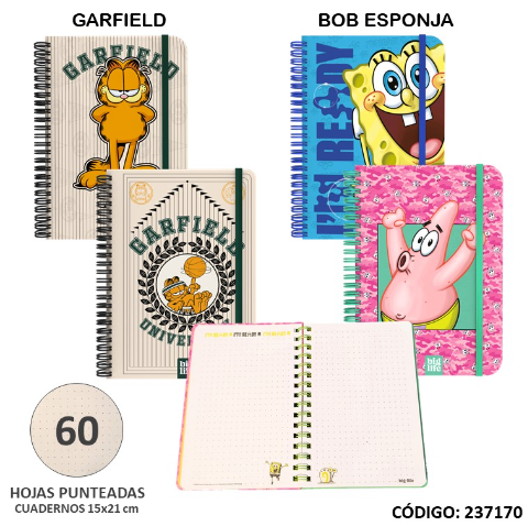 CUADERNO CON ESPIRAL 15X21 60hj.BULLET  (L237170)