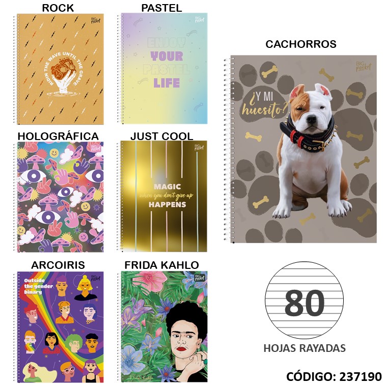 CUADERNO A4 SEMIRRIGIDO PPR RAYADO X80hjs.  (L237190)