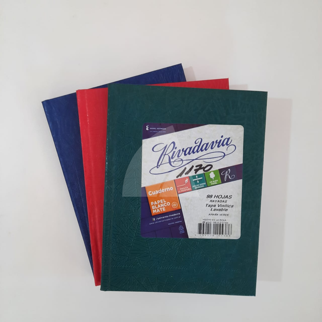 CUADERNO N3 RIVADAVIA TAPA DURA FORRADO x 98hjs. (L1170)
