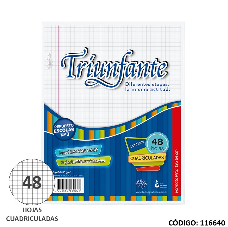 REPUESTO N3 TRIUNFANTE CUADRICULADO x 48hjs. (L116640)