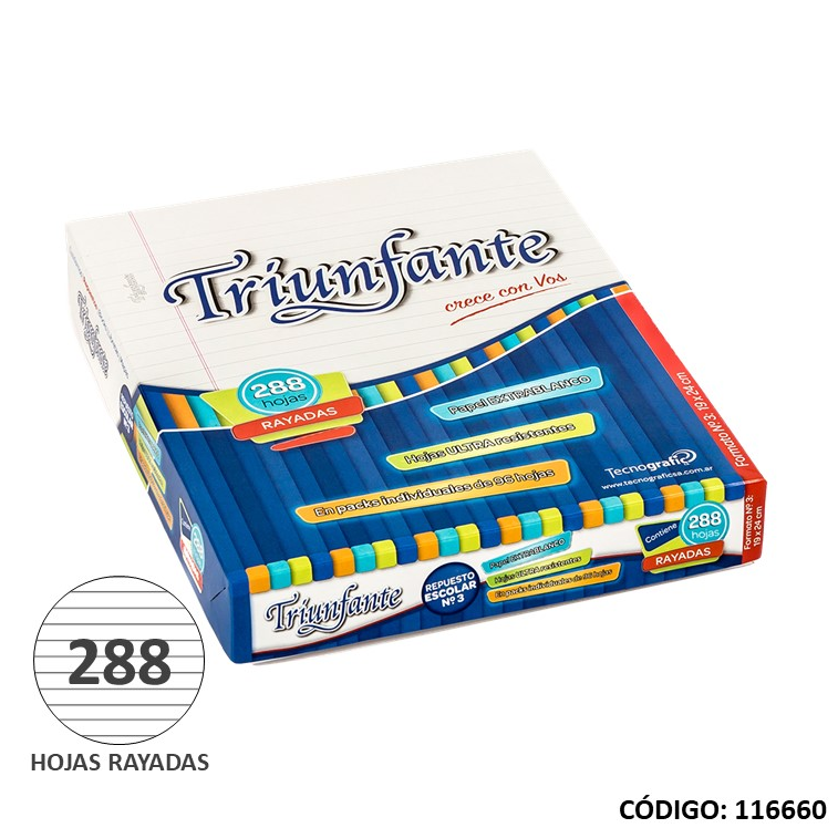 REPUESTO N3 TRIUNFANTE RAYADO x288 hjs. (L116660)