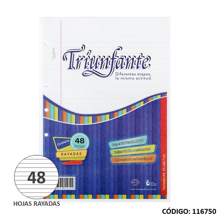 REPUESTO A4 TRIUNFANTE RAYADO x 48hjs. (L116750)