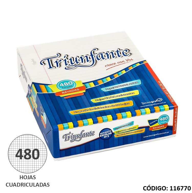 REPUESTO N3 TRIUNFANTE CUADRICULADO x480 hjs (L116770)