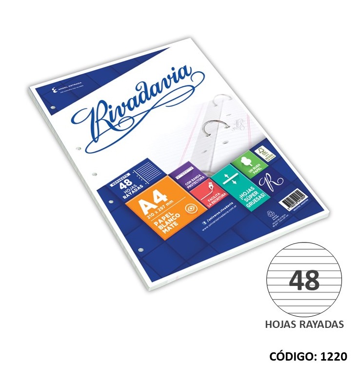 REPUESTO A4 RIVADAVIA RAYADO x 48h(10 (L1220)