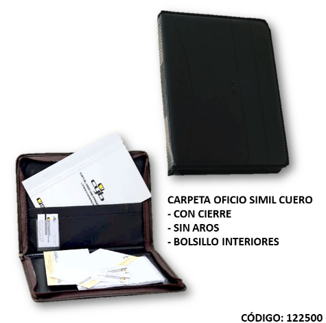 CARPETA OFICIO CYB CON CIERRE SIMIL CUERO (L122500)