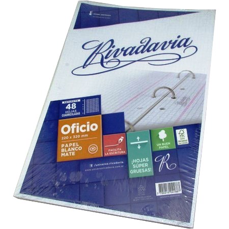 REPUESTO OFICIO RIVADAVIA N5 CUADRICULADO x 48hjs. (L1860)