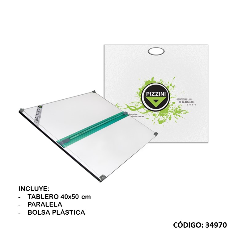 TABLERO PIZZINI 40X50cm. CON PARALELA Y BOLSA PLASTICA (L34970)
