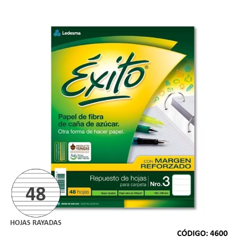 REPUESTO N3 EXITO MARGEN REFORZADO RAYADO x 48hjs. (L4600)