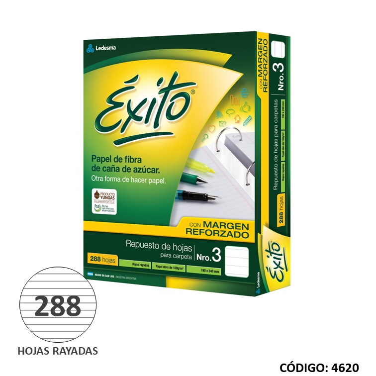 REPUESTO N3 EXITO MARGEN REFORZADO RAYADO x288hjs. (L4620)