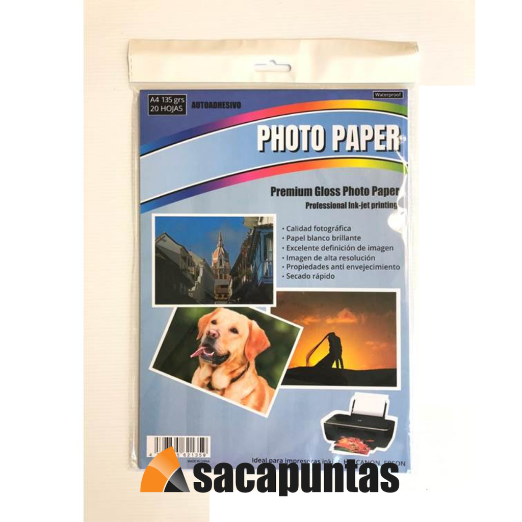 PAPEL E. GLOSSY ADHESIVO WP 135g x unidad (L71390)