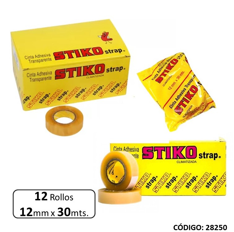 CINTA ADHESIVA STIKO 12 MM x 30 METROS (L28250)