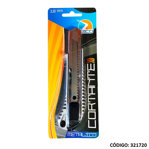 TRINCHETA ESTILETE 18 mm. EZCO METALICO CON GUIA  (L321720)