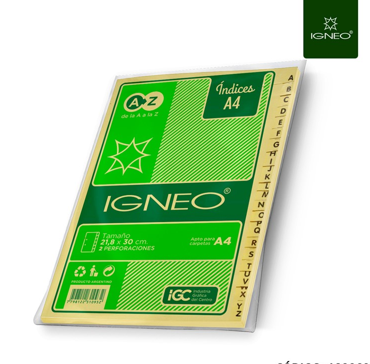 INDICE IGNEO 506 PARA CARPETA A4 (L189060)