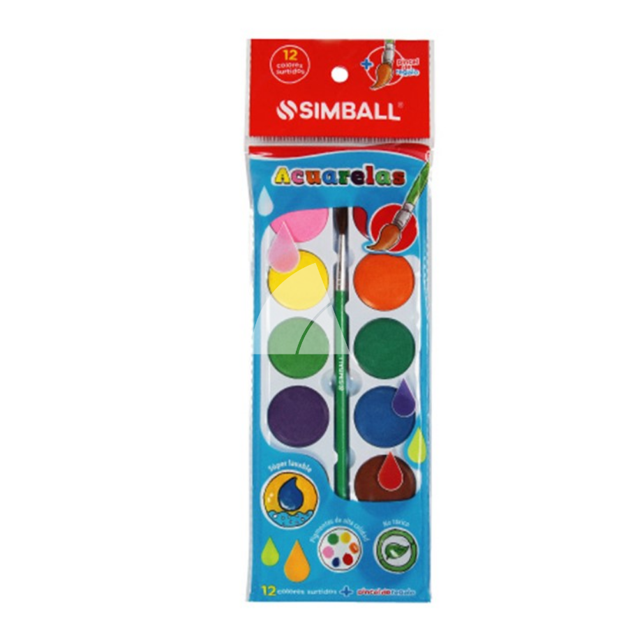 ACUARELA SIMBALL  x 12 + PINCEL (L177150)