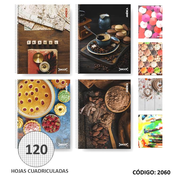 CUADERNO A4 AMERICA TAPA DURA SHOOT CUADRICULADO  X120 HOJAS (L2060)