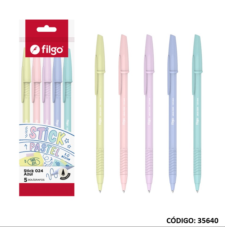 BOLIGRAFO FILFGO STICK 0.24 X5 PASTEL (L35640)