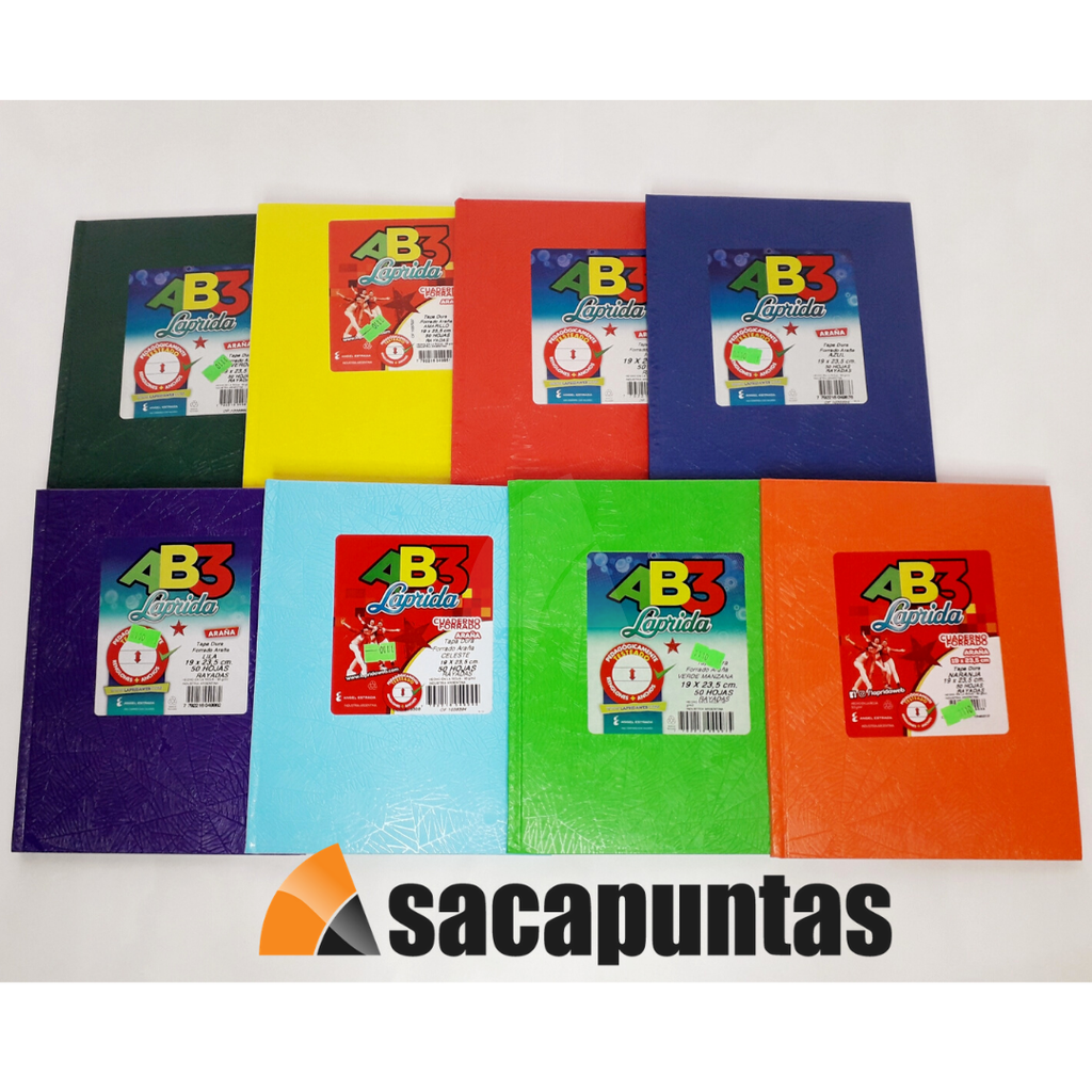 CUADERNO AB3 LAPRIDA TAPA DURA   RAYADO FORRADO x50hjs. (L11733)