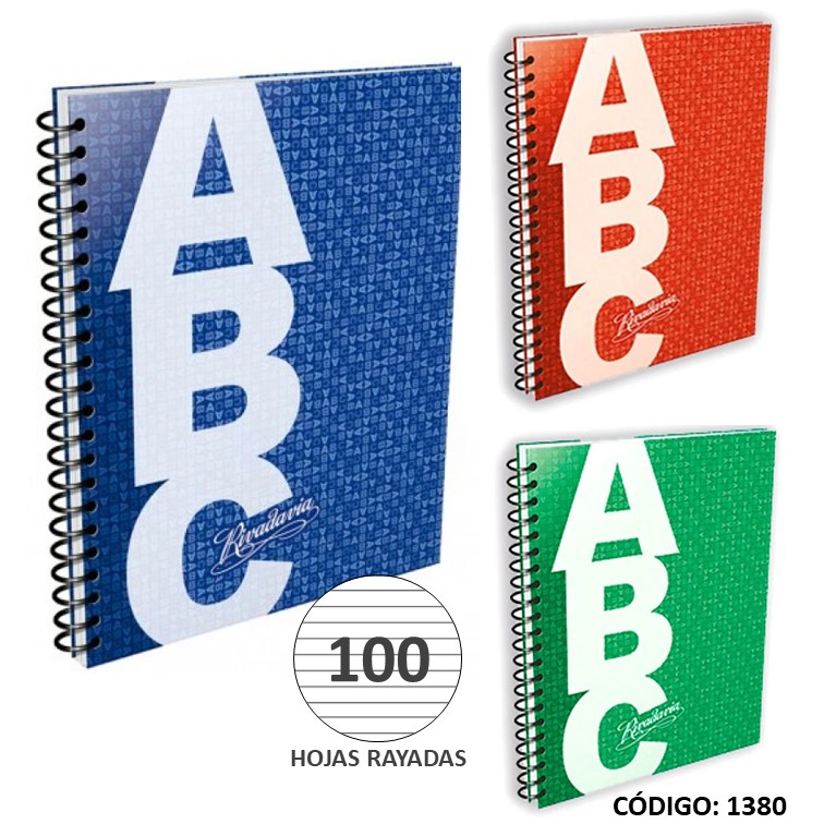 CUADERNO ESPIRAL ABC RIVADAVIA POLIPROPILENO RAYADO x100hjs. (L1380)