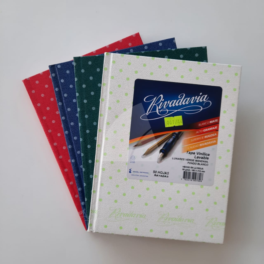 CUADERNO N3 RIVADAVIA TAPA DURA  LUNARES x 50hjs. (L1440)