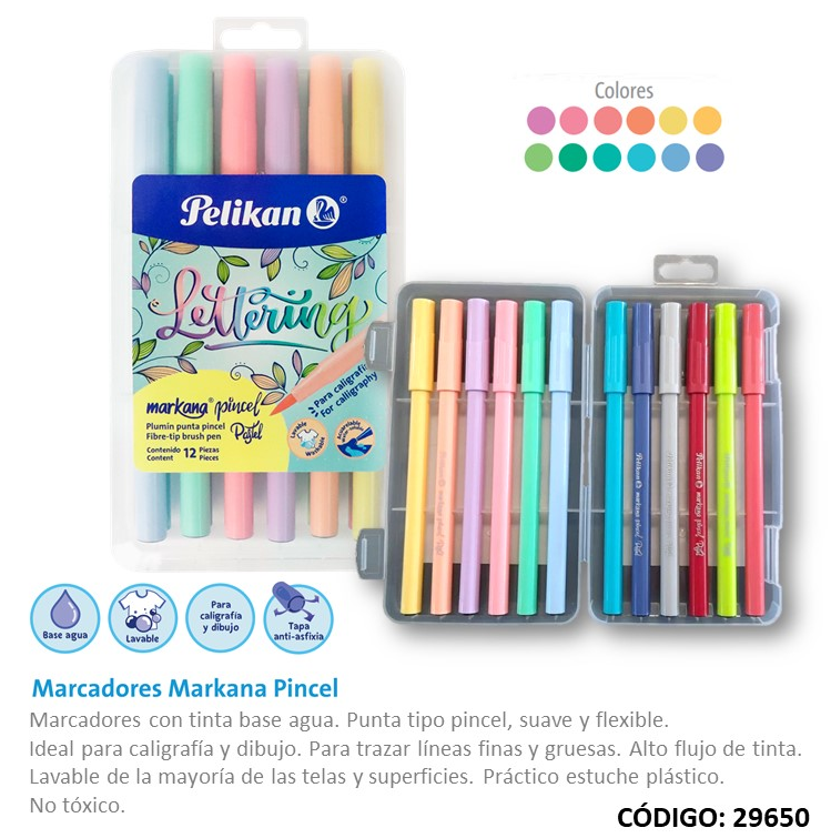 MARCADOR PELIKAN MARKANA PINCEL PASTEL X12 COLORES (L29650)