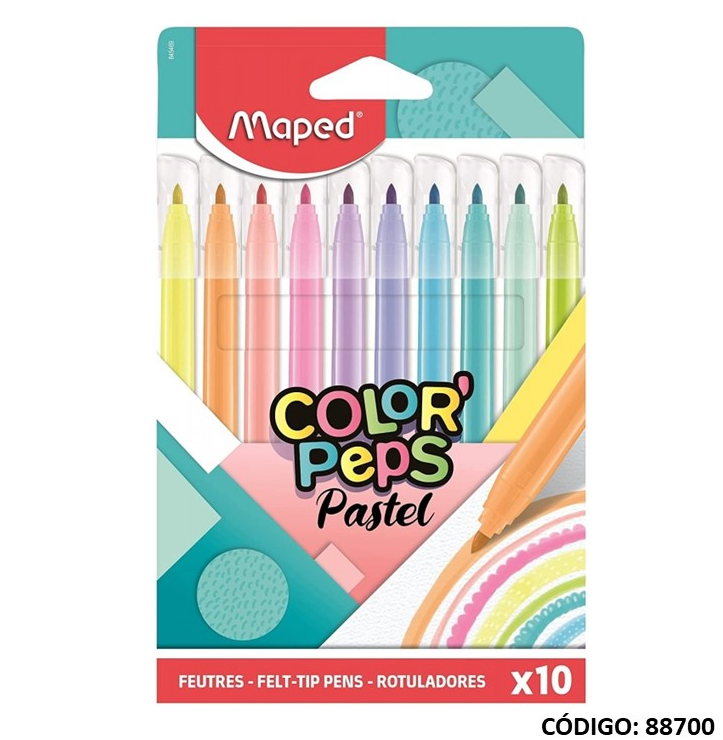 FIBRA MAPED COLOR PEPS PASTEL x 10 COLORES (L88700)