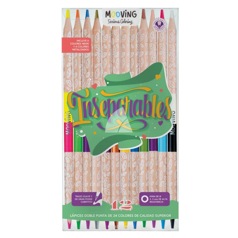 LAPICES DE COLOR MOOVING BICOLOR COLORING LARGOS x 12  (L19624)