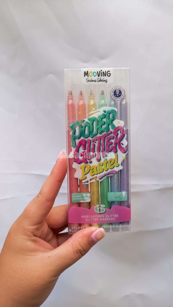 MARCADOR GLITTER PASTEL X6 COLORES (L19212)