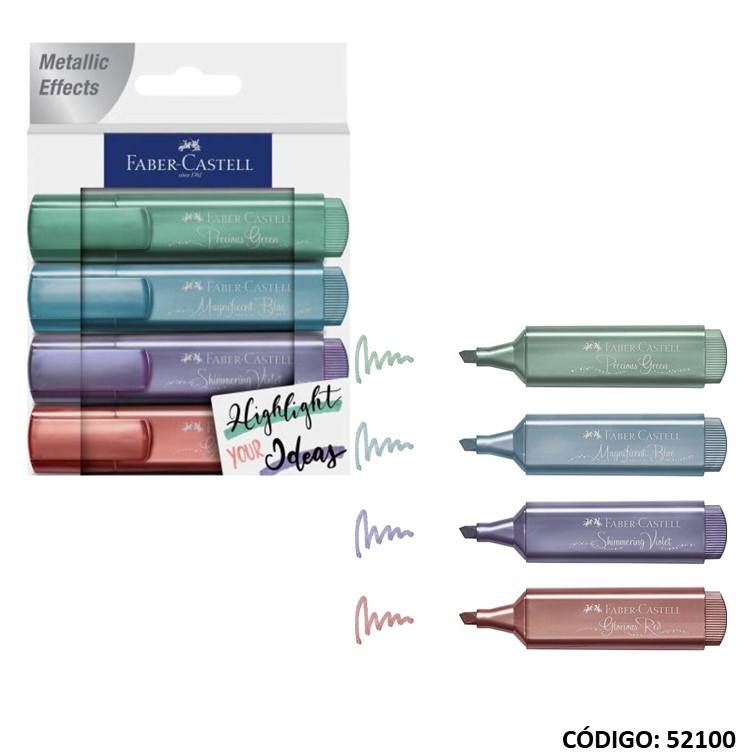 RESALTADOR FABER CASTELL TEXTLINER 46 METAL X4 COLORES  (L52100)