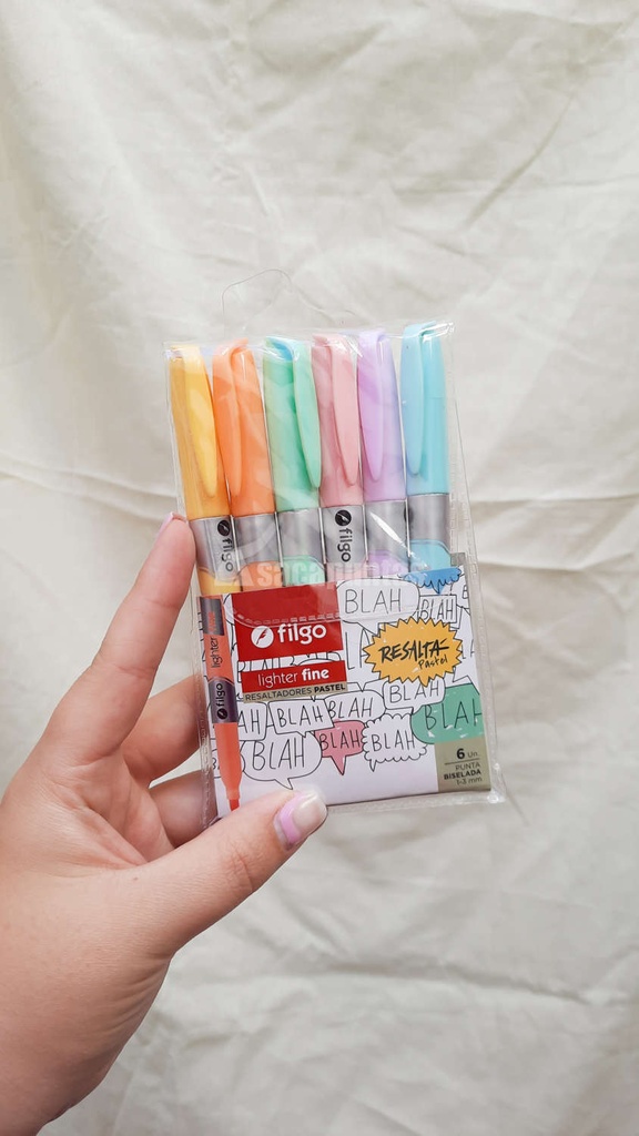 RESALTADOR FILGO FINO PASTEL X6 COLORES (L35292)