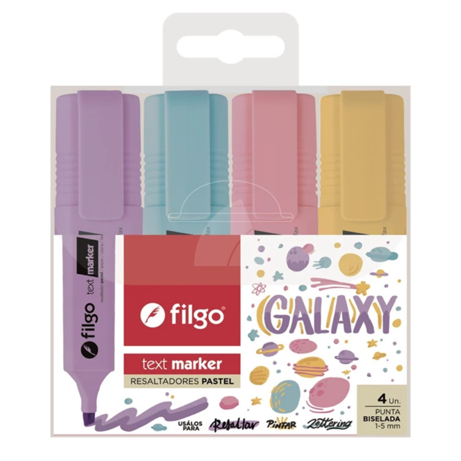 RESALTADOR FILGO TEXTMARKER X4 COLORES PASTEL GALAXY (L34027)