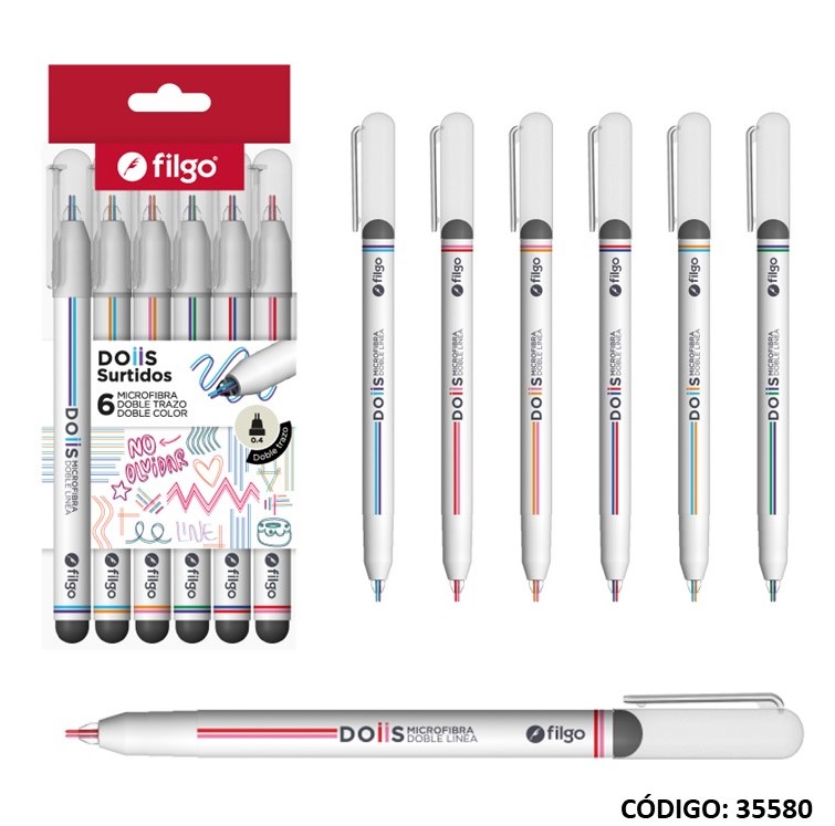MICROFIBRA FILGO DOBLE LINEA DOIIS X6 COLORES  (L35580)