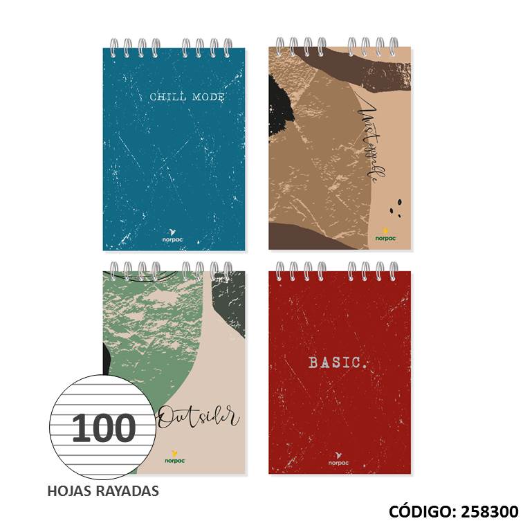 BLOCK CON ESPIRAL ESQUELA NORPAC RAYADO X100hjs. (L258300)